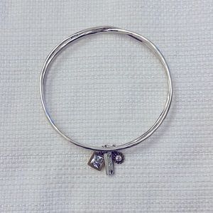 SILPADA .925 Sterling Silver Hammered Bangle with Charms
